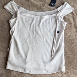 Hollister White Tie-Shoulder Blouse